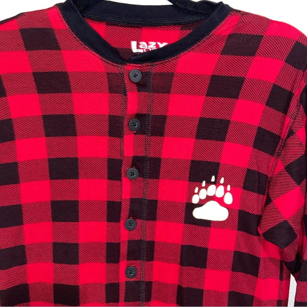 Lazy One Pajamas Womens Medium One Piece PJs Bear Cheeks Trap Camping Cabin